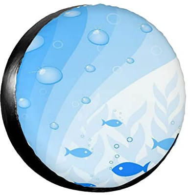 Reifen Abstrakte Lebendige Unterwasserkomposition Mit Wellen, Blasen, Fischen Und Pflanzen Universal Reifenschutz Premium Autoreifen Für Caravan Auto Fahrzeuge 14inch