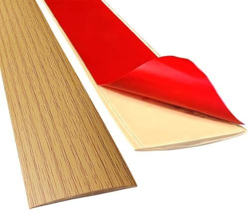 Bodenübergangsstreifen, selbstklebend, Laminat, Bodenleiste, Schwellennaht, Abdeckleiste, Vinyl, Türbodenverkleidung, elegantes Holzmaserungsdesign, 5,1 cm breit, 3 m, braune Holzmaserung
