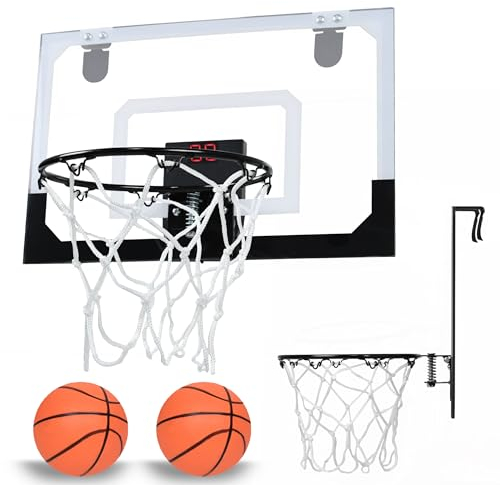 YRHome Mini Basketballkorb Set für Kinder mit elektronischer Bewertungsfunktion und Sound Indoor Basketball Hoop for Door hängendes Basketballbrett mit Bälle & Pumpe Geschenke für Jungen Mädchen