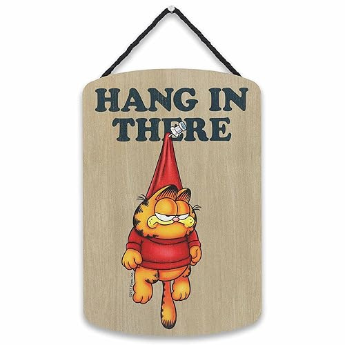 Garfield Hang In There Hanging Wood Wall Decor | Funny Garfield Sign for Home or Office