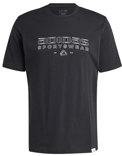 adidas Herren TECH LINEAR Graphic Tee, Black, S