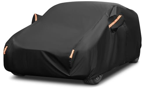 Premium Waterproof Car Cover for Indoor/Outdoor Use - All Weather Protection Against Rain, Snow, UV, Dust, Hail - Fits Saloon/Hatchback (163-177/415-450cm) With Cotton