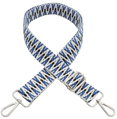 Whakano Verstellbar Schultergurt für Taschen,3,8cm Breit Taschengurt,Längenverstellbarer 75-145cm Schulterriemen,Ersatz Taschenriemen Schultergurt,für Duffel Laptoptasche,Blau,Silberne Schnalle
