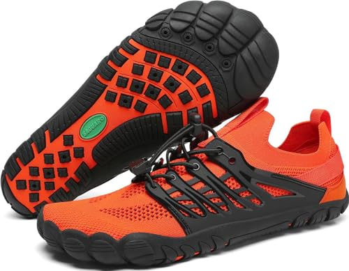 SAGUARO Badeschuhe Damen Herren Wasserschuhe Leicht Schwimmschuhe Schnell Trocknend Atmungsaktiv Strandschuhe Aquaschuhe rutschfeste Outdoor Barfußschuhe für Frauen Männer, Karotte Orange, 37 EU