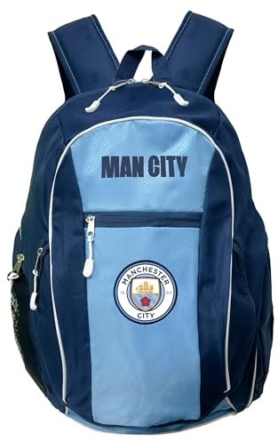 Manchester City Rucksack, offizielles Lizenzprodukt Man City Erwachsene Rucksack mit Fußballfach