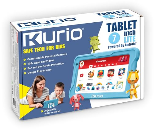 KURIO Tab Lite - Kinder-Tablet - Sicher online - mit Kindersicherung - Spritz- und stoßfeste Schutzhülle - 32 GB - 7'' Display - Blau