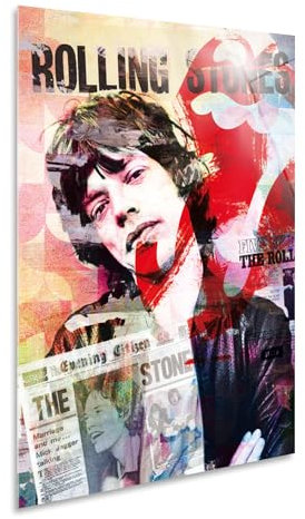 Giallobus - Gemälde - 19 - Tribute Mick Jagger - Acrylglas - 35x50 - Bereit zum Aufhängen - Moderne Gemälde für zu Hause