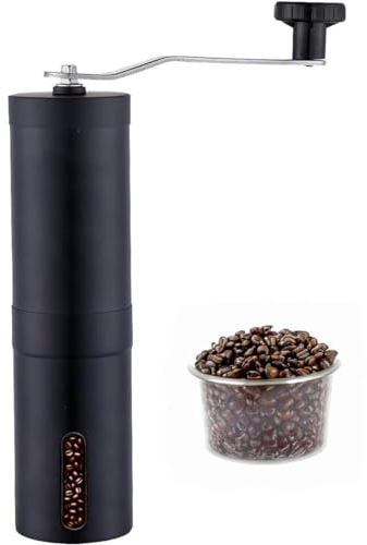 A2ZWORLD Molinillo de café manual profesional de acero inoxidable con tamaño de molienda ajustable, molinillo de café para espresso, moka y prensa francesa, apto para el hogar, negro, AB706205