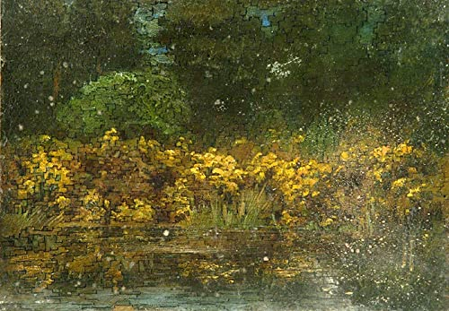 ENYLUFUT Berühmte Gemälde Leinwand Malerei Wandkunst Bilder Deko Kunstwerk Gelbe Büsche an einem Teich sidney h. sime für Wohnzimmerdekoration 60x90cm