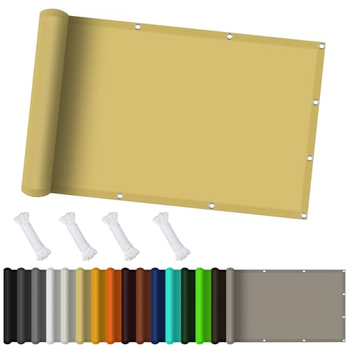 Sonnensegel Sonnenschutz Garten Balkon 2.4 x 5.8 m, Wasserdicht 98% UV Schutz Sonnensegel im Freien inkl Befestigungsseile für Garten Terrasse, Creme Farben