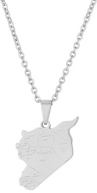 Retro-Halsketten Mit Syrien-Karte Und Städtenamen-Anhänger – Charm-Chic-Halsketten Im Ethnischen Stil, Trendige Hip-Hop-Schlüsselbeinkette, Origineller Patriotischer Schmuck, Accessoires, Geschen
