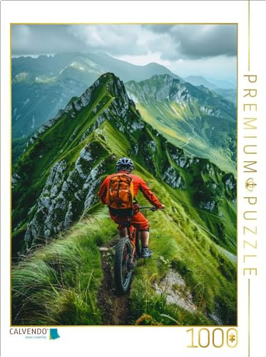 CALVENDO Puzzle Bergab ins Abenteuer - Freeride im Gebirge | 1000 Teile Lege-Größe 48 x 64 cm Foto-Puzzle für glückliche Stunden