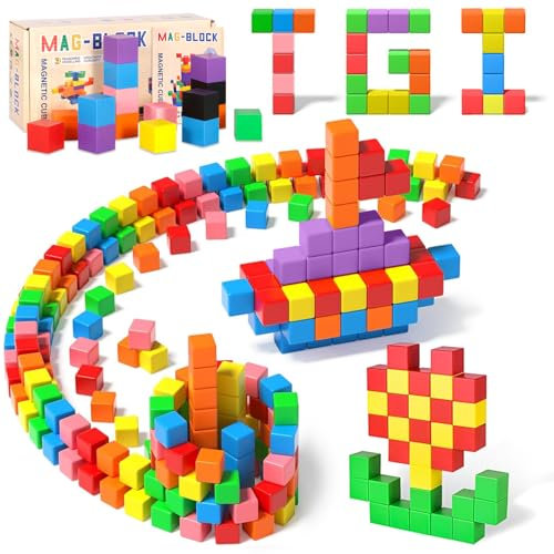 AQXONG 64Pcs Magnetische Bausteine Spielzeug, Magnetisches Bauspielzeug, Puzzle Baustein, Magnetisches Konstruktions Spielzeug für Kinder, Geeignet für Jungen und Mädchen ab 3 Jahren