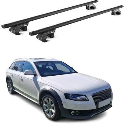 OMAC Dachträger für Citroen C4 Picasso/Grand Picasso 2006-13 Alu Schwarz | TÜV geprüft, bis 90 kg Traglast, T-Nut-Befestigung, für Standard-Dachreling geeignet, Querträger, Grundträger