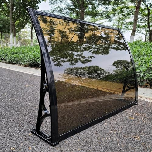 WJXIN Marquise de Porte D'entrée en Polycarbonate, Auvent de Porte D'entrée Résistante Toit Abri Protection UV Auvent Marquise D'entrée(0.6x2m/1.97x6.56ft)