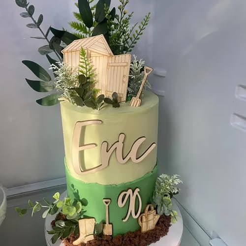 5PCS Gardening Theme Cake Topper,Gardening Tool/Meat lover/Spring Theme Boy Girl Birthday Party Happy Birthday/Anniversary Party Selection Cake Decoration for Retirement Golden Birthday