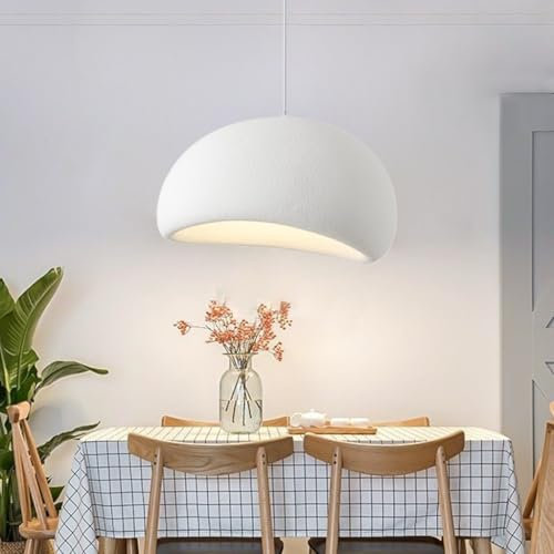 HEYUN Moderne Pendelleuchte Japanischer Wabi-Sabi-Stil E27 Weißer Kreativ Kronleuchter Esstisch Hängeleuchte Innenbeleuchtung Verstellbare Heimdekoration Für Esszimmer Küche Inselleuchte(A,60CM)