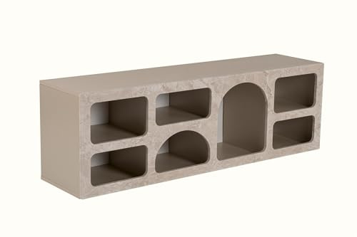Hochwertiger Konsolentisch, Travertin-Marmor, Sandstone, 160 x 51 x 40 | 100% melaminbeschichtete Spanplatte | perfekt für modernes Homeoffice & Arbeitszimmer, elegantes & funktionales Design