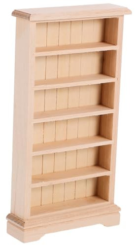 ibasenice Mini-Bücherregal- Miniaturen zum Basteln Spielhaus-Bücherregal Mini-Bücherregal-Modell Book Shelves bücherstützen Minischrank zum Basteln Puppenhaus-Bücherregale hölzern