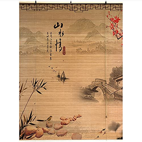 Bambus-Rollos für Gartenpavillon, orientalischer Stil, rustikaler Vorhang mit schöner Aussicht, 100 x 150 cm, brauner Bambusvorhang