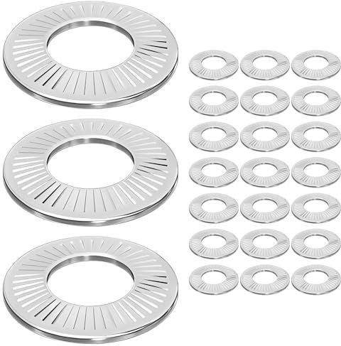 Ctyjia 25 Pièces Rondelles de Verrouillage, Rondelles Plates Inoxydable, M6 Rondelles à Ressort Moletées Coniques, Rondelles Pour Boulons et Écrous
