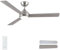 CJOY Ventilatore da Soffitto con Luce, 132cm Ventilatore da Soffitto con Luce e Telecomando, 6 Velocità, Silenzioso Reversibili, 3 Pale Argento/Legno, Memoria 3 CCT Dimmerabile, Timer, Modalità Sleep