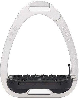 LeMieux Vector Balance Stirrup - New Generation - Spring Loaded Hinged Arm - 5° Tilted Ergonomic Footplate - Aluminium