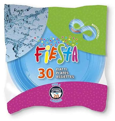 marketcaffe 90 Piatti Piani Colorati in Plastica Riutilizzabile - 22 cm | Resistenti, Rigidi e Lavabili | Colore Azzurro | Ideali per Feste ed Eventi