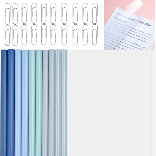 A4 Reliure Barre Coulissante,Couverture de Rapports,Reliure Dossier,Plastique Dossier Fichiers,Transparent Chemise Couvertures,Idéal pour Bureaux,Maisons,Écoles,avec Trombone,10 Pièces