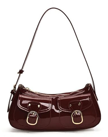 GSenhui Kleine Handtasche Lackleder Tasche Y2K Shoulder Bag Women Schultertasche Vintage Bag Hobo Umhängetasche mit Mehreren Taschen Klein Crossbody Bag Cooles Mädchen