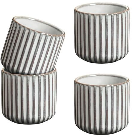 LEKEFETO 4 Stück Kaffeebecher 180ml: Premium Barista Kaffeetasse, Dickwandig Kaffeebecher aus Hochwertigem Steingut – perfekte Tassen für handwarmen Espresso & Mokka, Ideal für Küche & Haushalt