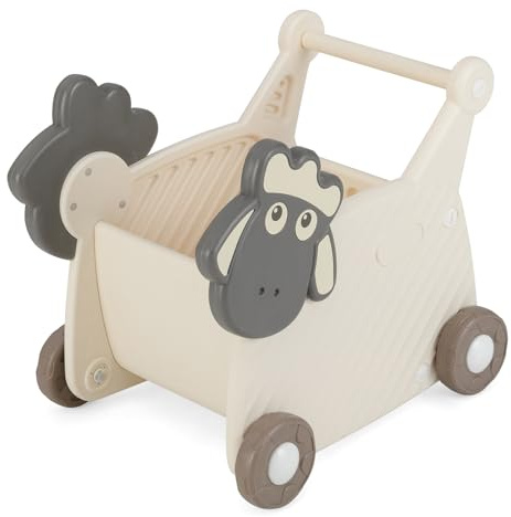 COSTWAY Baby Lauflernwagen, Lauflernhilfe mit 18 L Stauraum & Rädern, Spielzeugwagen zum Schieben & Ziehen, Laufwagen für Jungen oder Mädchen ab 1 Jahr, Beige