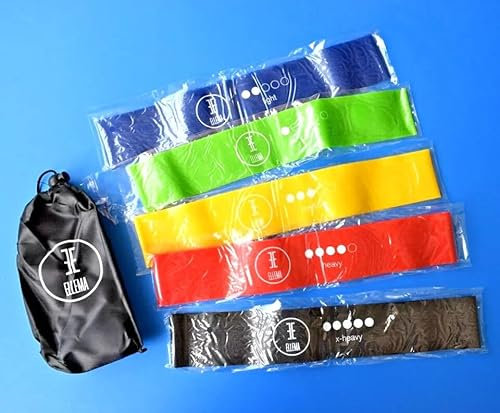 Fitnessbänder 5er Set Resistance Bands Fitness Widerstandsbänder Set für Beine und Po, Yoga Pilates Gummiband Sport Gymnastikband Elastisch Mit Beutel
