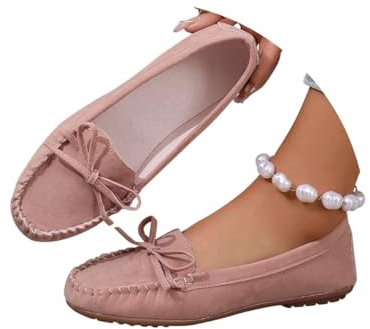 Minetom Femmes Classique Daim Noeud Papillon Penny Loafers Confortable Fait Pantoufle Mocassins Plates Bateau Chaussures De Conduite