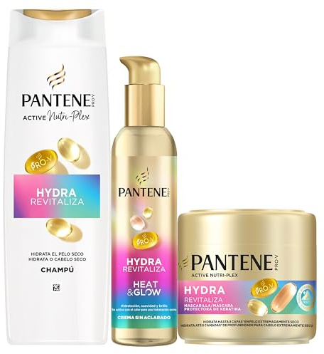 Pantene Pro-V Hydra Revitaliza Champú + Mascarilla + Tratamiento Pelo Seco | 300ml+135ml, Hidratación y Nutrición