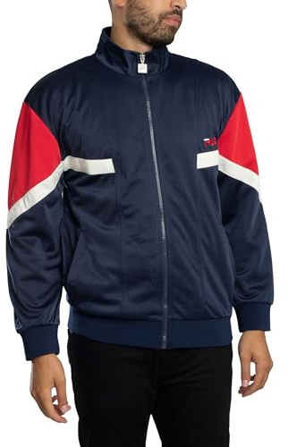 FILA Men's Albarn Archive Inspired Track Jacket, Navy/Red/Gardenia, XL