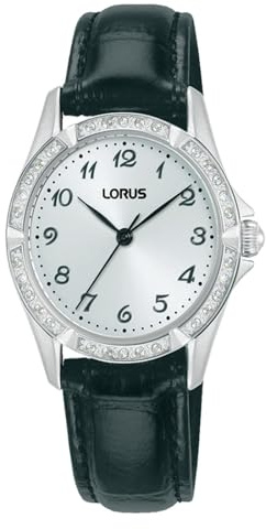 Lorus Damen Uhr klassisch Edelstahl Lederband schwarz