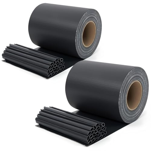 Sekey 2 Stück x PVC Sichtschutzstreifen für Doppelstabmatten 50m x 19cm - 40 Befestigungsclips, Doppelstabmattenzaun Sichtschutz, Anti-UV Wetterfest Stabmattenzaun Windschutz für Garten, Anthrazit