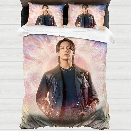 Generisch Jungkook Bettwäsche 135x200 Kinder Bettwasche aus Microfaser,Schlafzimmerdeko Bettwäsche Set - Weiche Bettbezug mit 2 Kissenbezug 80x80cm Alljährlich Geschenke (Jungkook)
