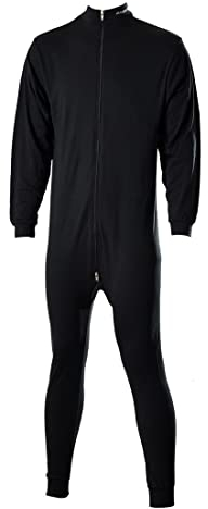 Sherwood Erwachsene Unterwäsche 1 Teilig mit Zip, Schwarz, XXL, 8400