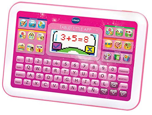 VTech -Little App Tableta educativa Infantil, Pantalla LCD a Color, Juguete para aprender en casa,Contenido Especial para niños, enseña destrezas matemáticas, lingüísticas, Creativas y cognitivas,Rosa