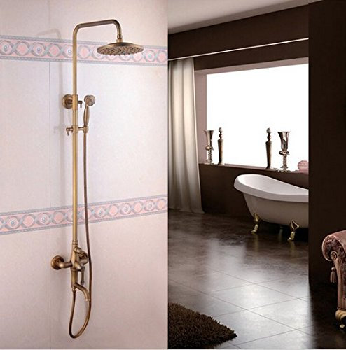 Gowe Luxe Laiton précipitations Douche Robinet Barre de rail de douche de luxe, Bronze, Laiton Colonne de douche
