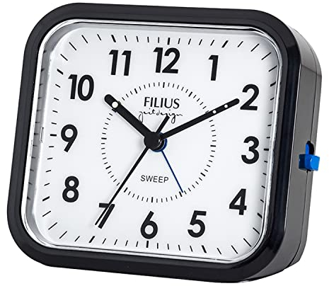 Filius 0529-17 Wecker ohne Ticken Quarz 10 x 9 cm Schwarz