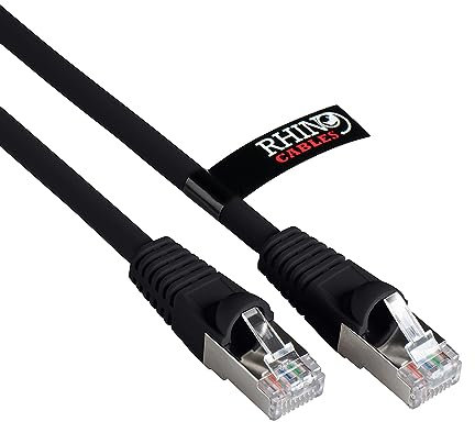 rhinocables CAT 6a Ethernet Cable | 10Gbps S/FT High-Speed & Large Bandwidth Data Transfer | Reliable LAN Network RJ45 Cable | Wi-Fi Broadband Cable for Seamless Gaming & Streaming (15m, Black)