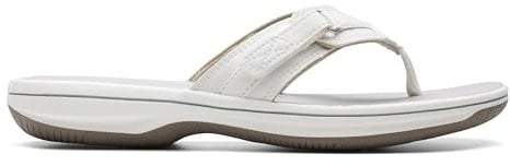 Clarks Brinkley Sea, Chanclas Mujer, White Synthetic, 35.5 EU