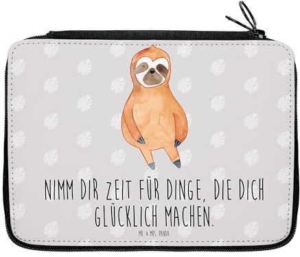 Mr. & Mrs. Panda Federmäppchen Faultier Zufrieden - Geschenk, Faultiere, Pause, Mäppchen, Glück, Federtasche, Ruhe, Bleistiftetui, Stifteetui, Stiftemappe, Happy