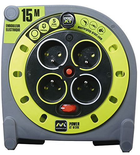 Masterplug Kompakte Kabeltrommel 15 Meter (H05vv-f 3G1), 220 V, Neongrün