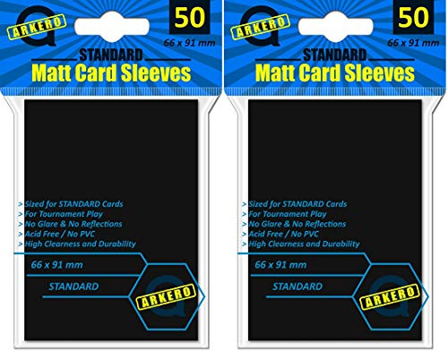 Arkero-G 100 Standard Matt Non-Glare Card Sleeves Schwarz/Black Kartenhüllen Deck Protectors für z.B. MTG Magic & Pokemon