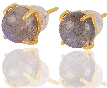 Labradorit Gold Vermeil 925 Silber Oval Ohrstecker Muttertagsgeschenk