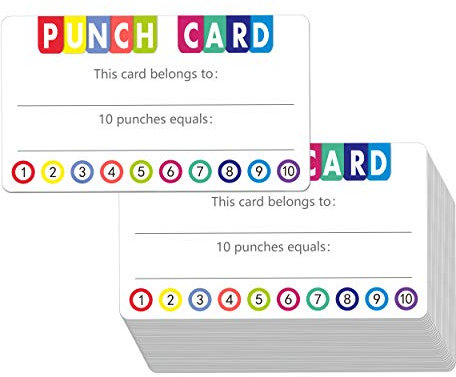 102 Stück Lochkarten Kinder Bonuskarte, Incentive Loyalty Belohnungskarte Anreiz Karten, für Schule Grundschule, Familie, Geschäft—9 x 5 cm